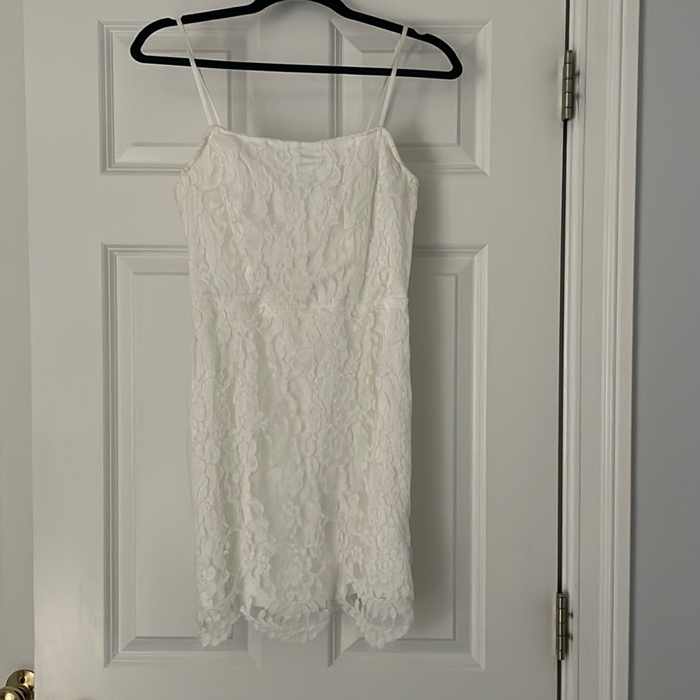 White lace semi formal dress